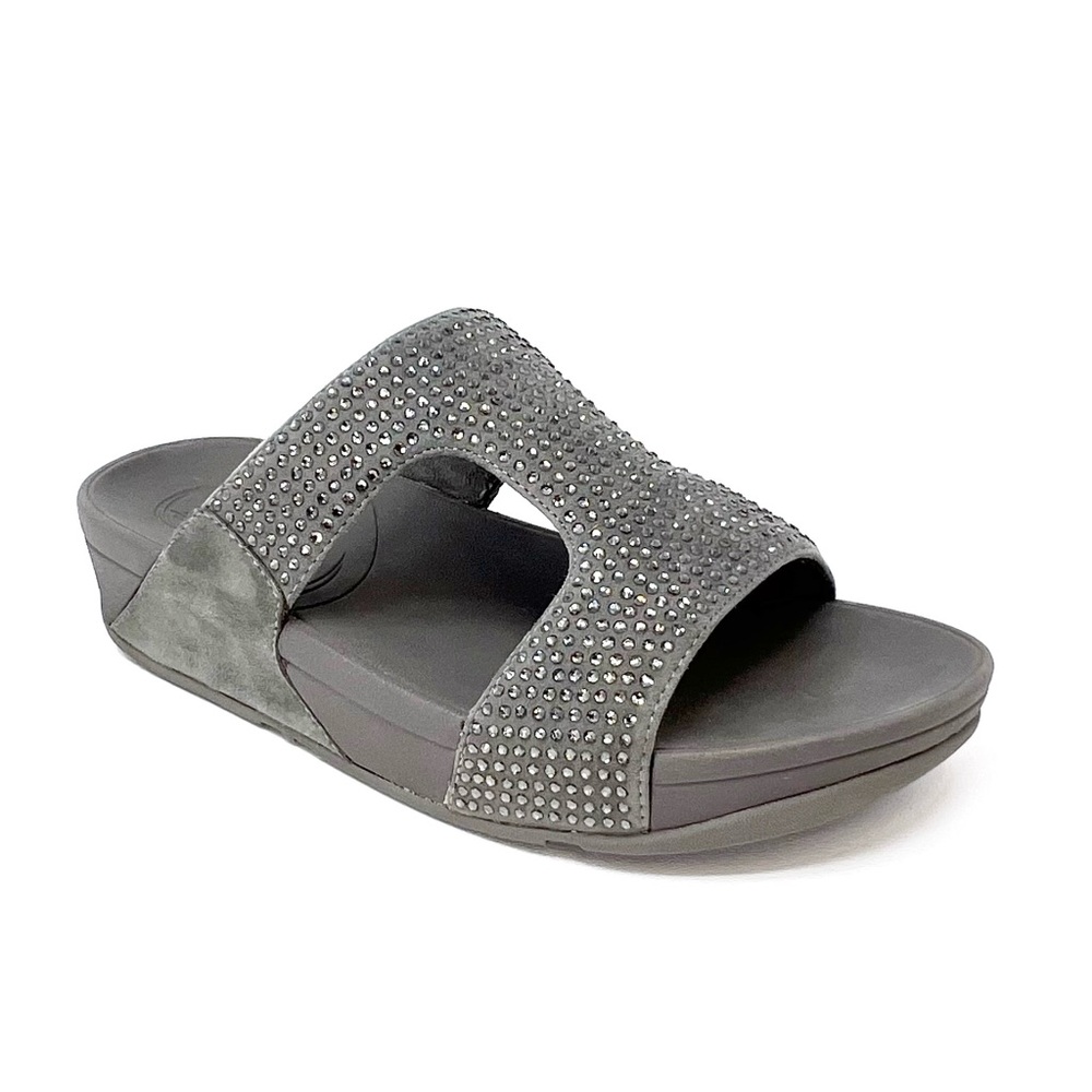 Fitflop Charcoal Studded Slide Sandals